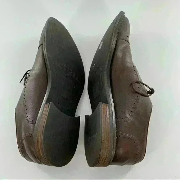 Alfani Paul mens Oxfords 10.5 chocolate Brown leather brogue wingtip cap toe - Picture 6 of 13